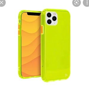 iPhone 11Pro neon green phone case w/ pop socket